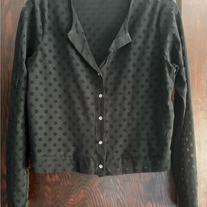 Elegant Black Polka Dot Cardigan